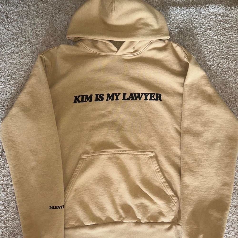 Kim is My Lawyer tan hoodie, Talentless